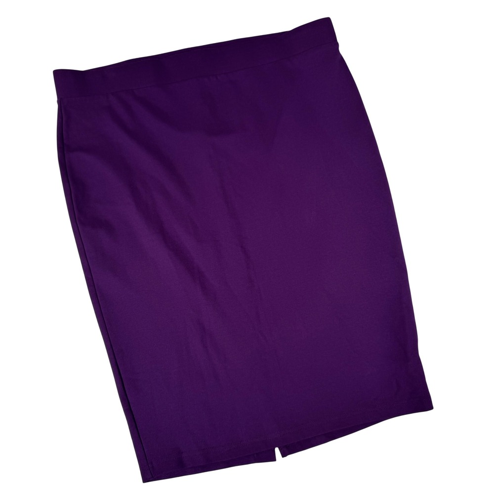 Torrid Pencil Skirt Womens 2 Purple Stretch Ponte Knit Back Slit 10904475 Office